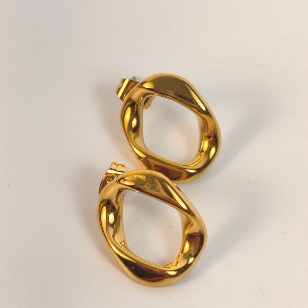Twisted Oval Hoop Earrings Gold Statement Minimalist Boho Y2K Streetwear 90s